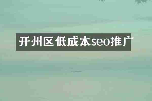 开州区低成本seo推广