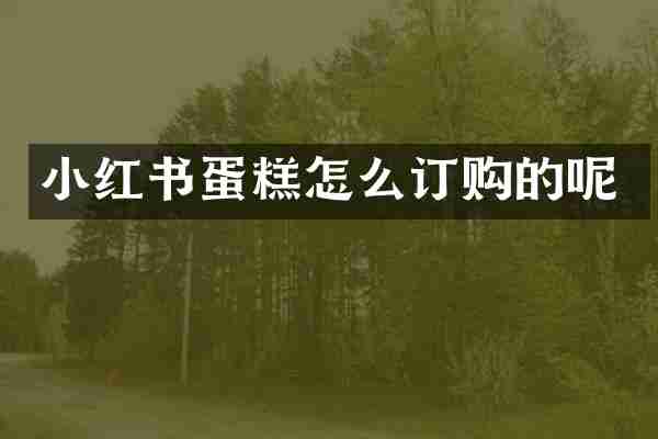 小红书蛋糕怎么订购的呢