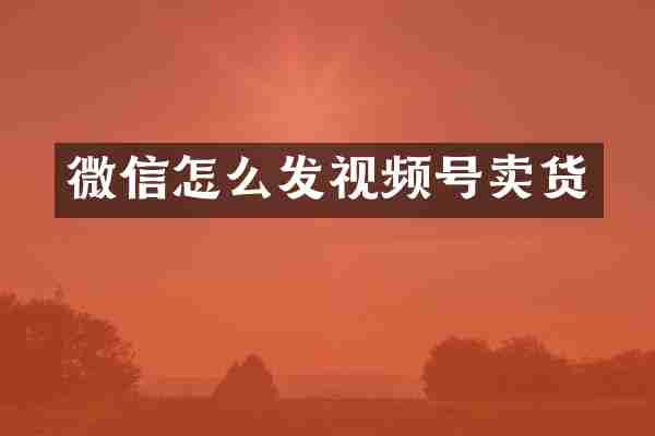 微信怎么发视频号卖货
