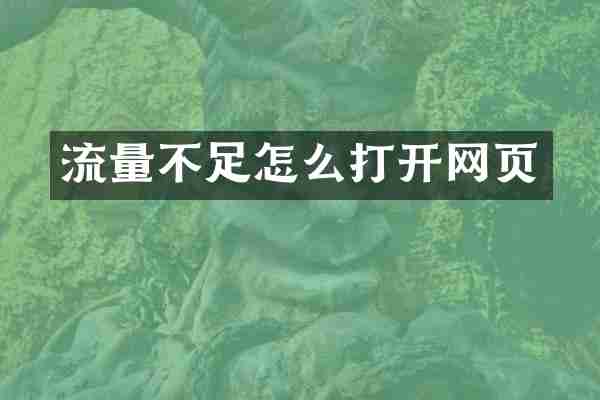 流量不足怎么打开网页