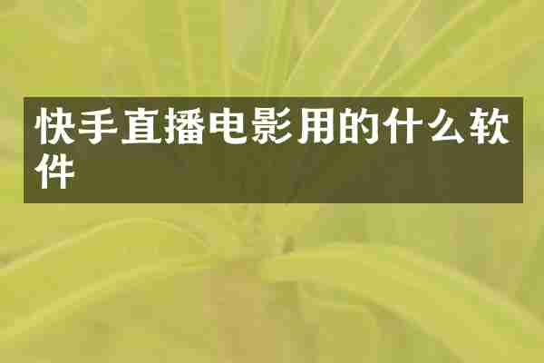 快手直播电影用的什么软件