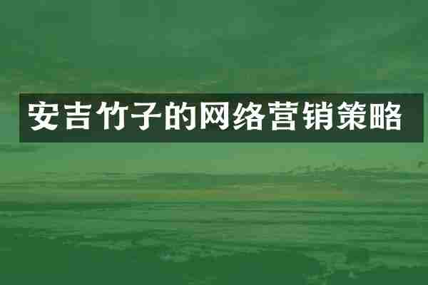 安吉竹子的网络营销策略