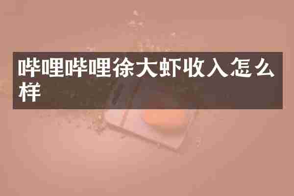 哔哩哔哩徐大虾收入怎么样