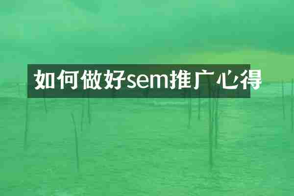 如何做好sem推广心得