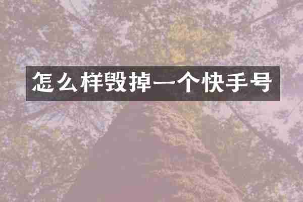 怎么样毁掉一个快手号