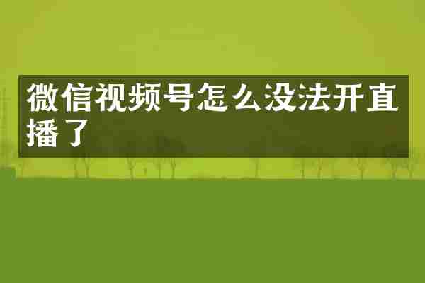 微信视频号怎么没法开直播了