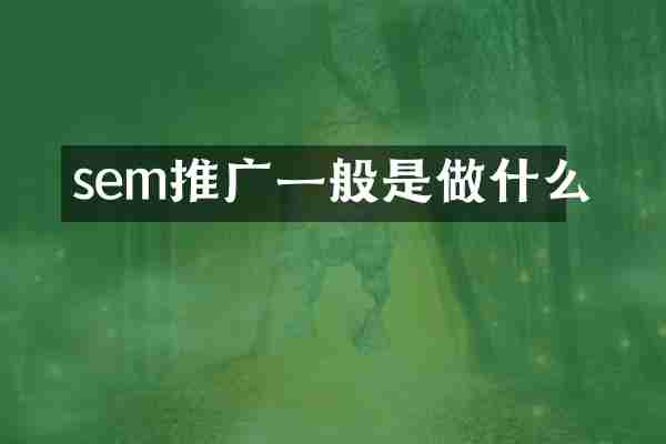 sem推广一般是做什么