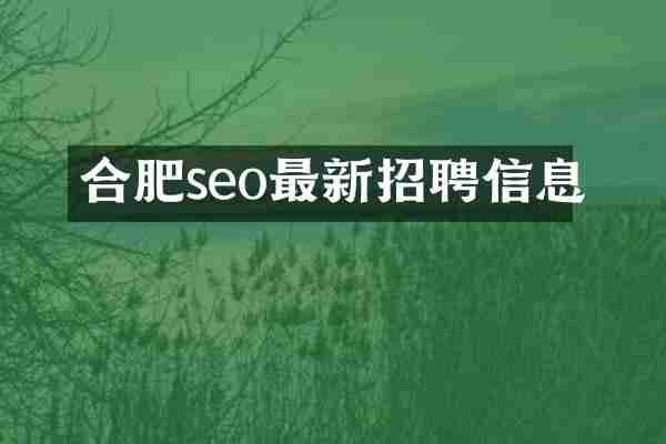 合肥seo最新招聘信息