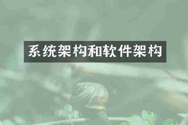 系统架构和软件架构