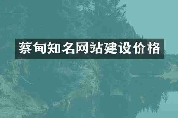 蔡甸知名网站建设价格
