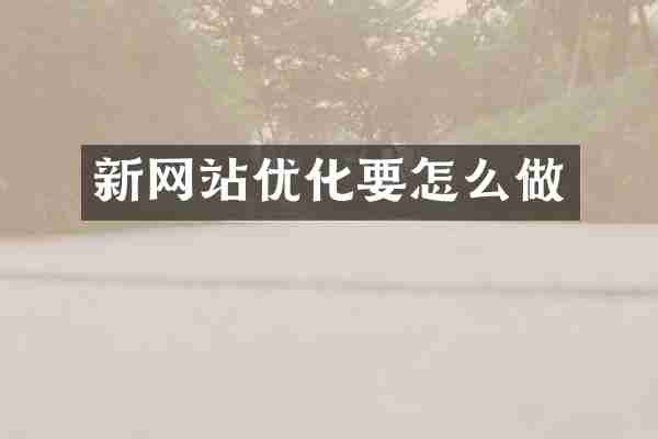 新网站优化要怎么做