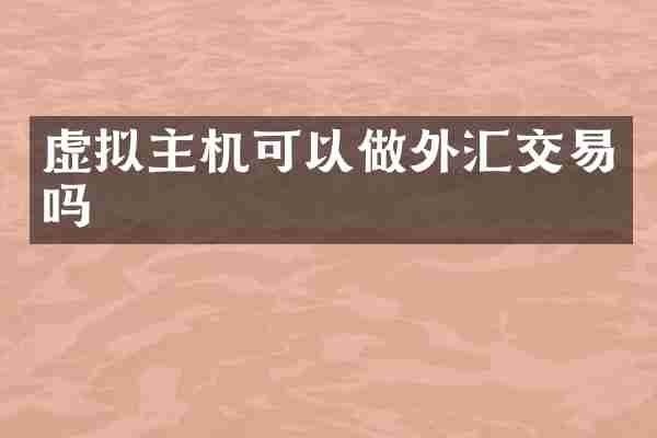 虚拟主机可以做外汇交易吗
