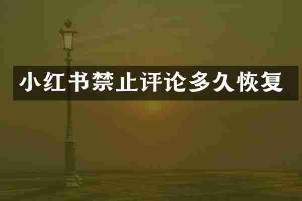 小红书禁止评论多久恢复