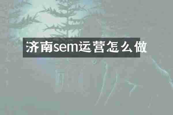 济南sem运营怎么做