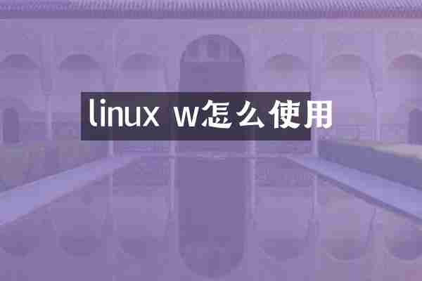 linux w怎么使用