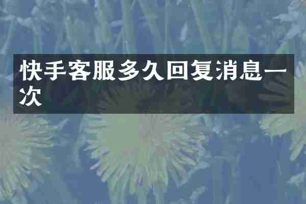 快手客服多久回复消息一次