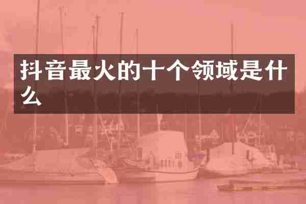 抖音最火的十个领域是什么