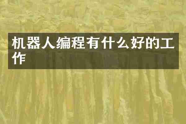 机器人编程有什么好的工作