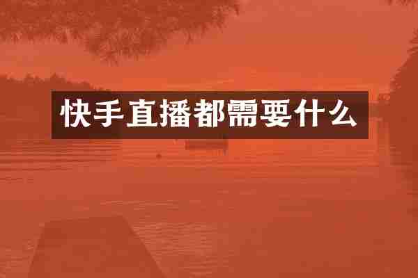 快手直播都需要什么