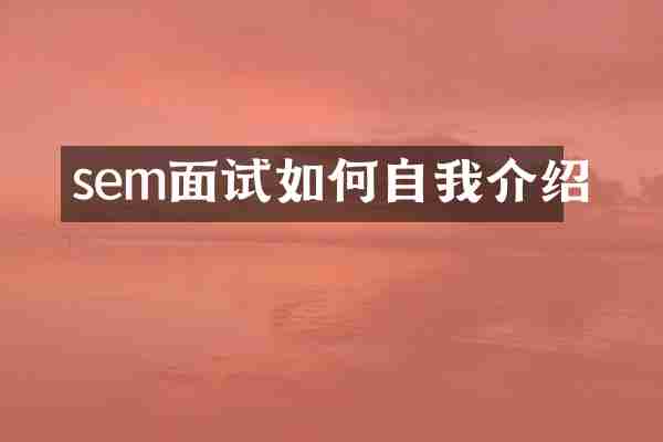 sem面试如何自我介绍