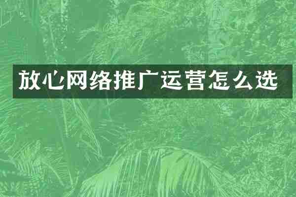 放心网络推广运营怎么选