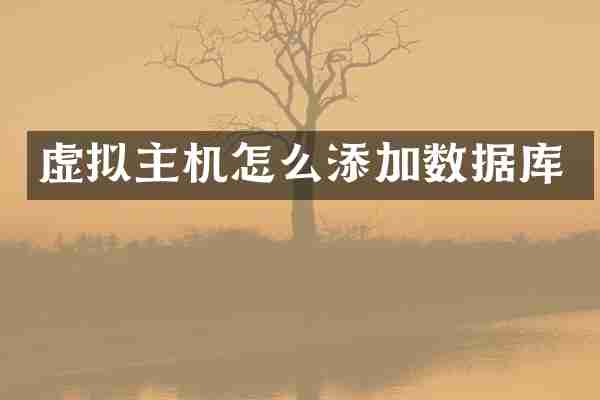 虚拟主机怎么添加数据库