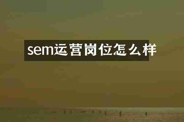 sem运营岗位怎么样