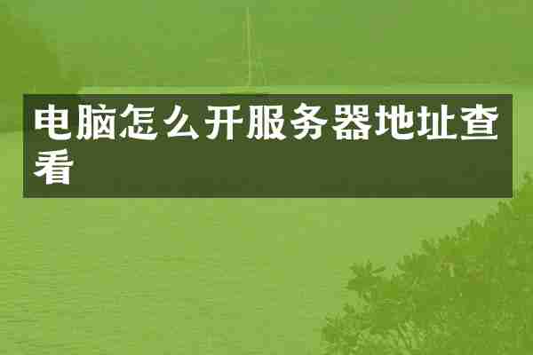 电脑怎么开服务器地址查看