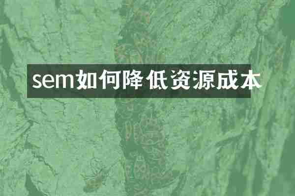 sem如何降低资源成本