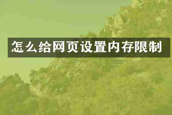 怎么给网页设置内存限制
