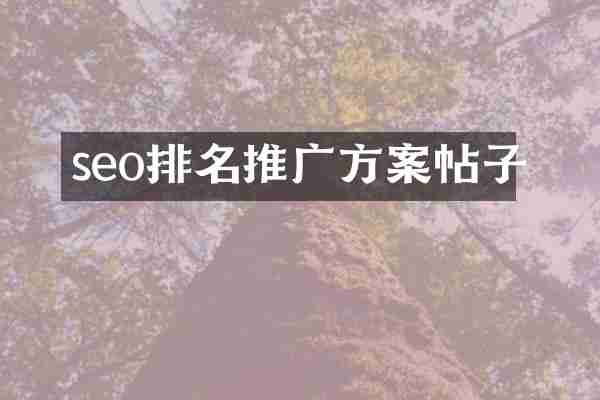 seo排名推广方案帖子
