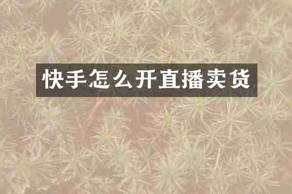 快手怎么开直播卖货
