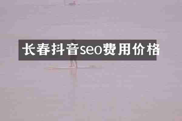 长春抖音seo费用价格