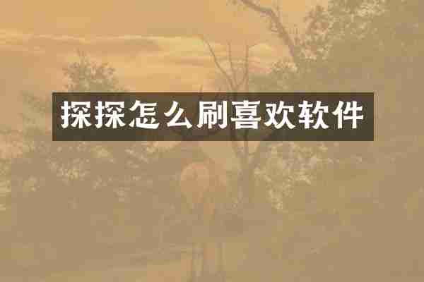探探怎么刷喜欢软件