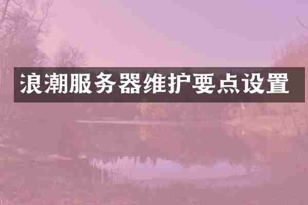 浪潮服务器维护要点设置