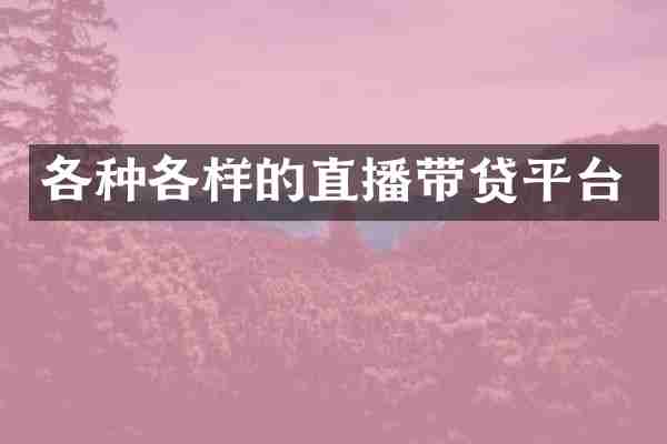 各种各样的直播带贷平台