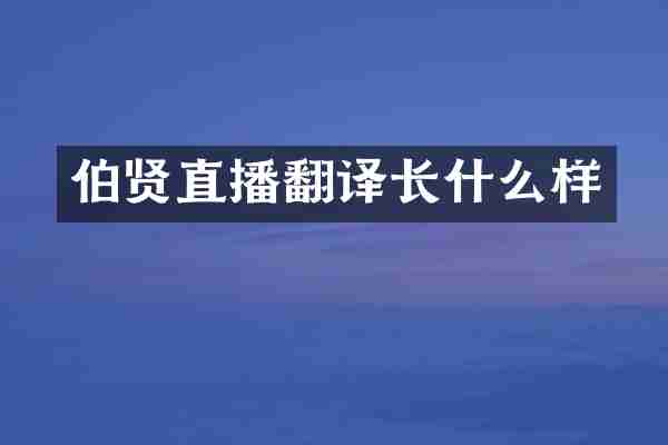 伯贤直播翻译长什么样