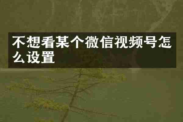 不想看某个微信视频号怎么设置