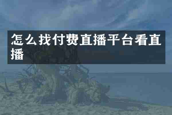 怎么找付费直播平台看直播