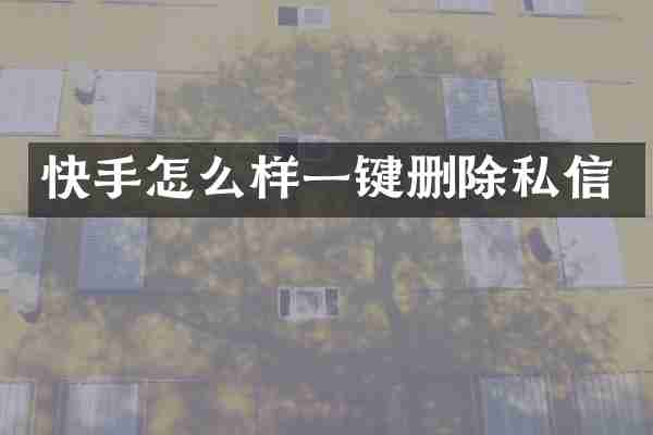 快手怎么样一键删除私信