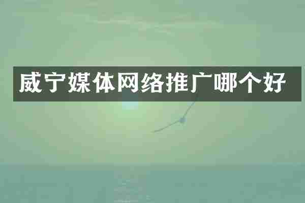 威宁媒体网络推广哪个好