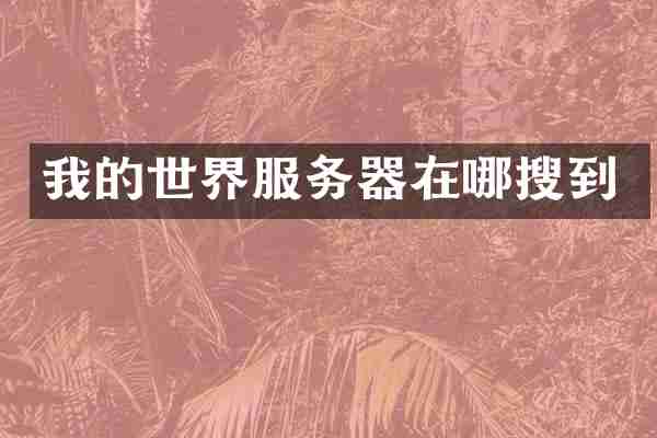 我的世界服务器在哪搜到
