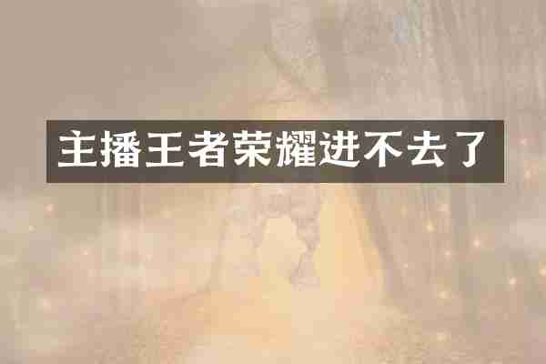 主播王者荣耀进不去了