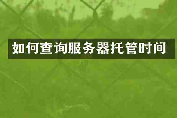 如何查询服务器托管时间