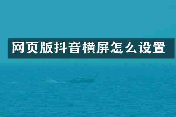 网页版抖音横屏怎么设置