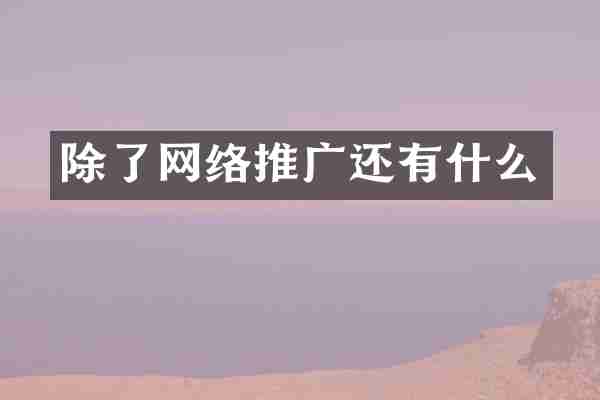 除了网络推广还有什么