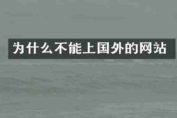 为什么不能上国外的网站