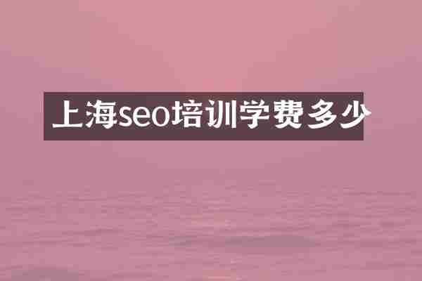 上海seo培训学费多少