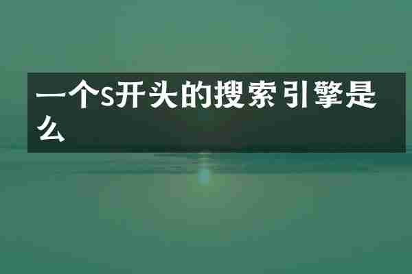 一个s开头的搜索引擎是什么