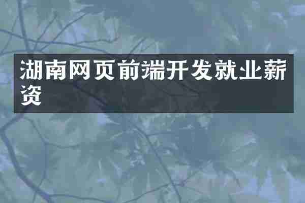 湖南网页前端开发就业薪资